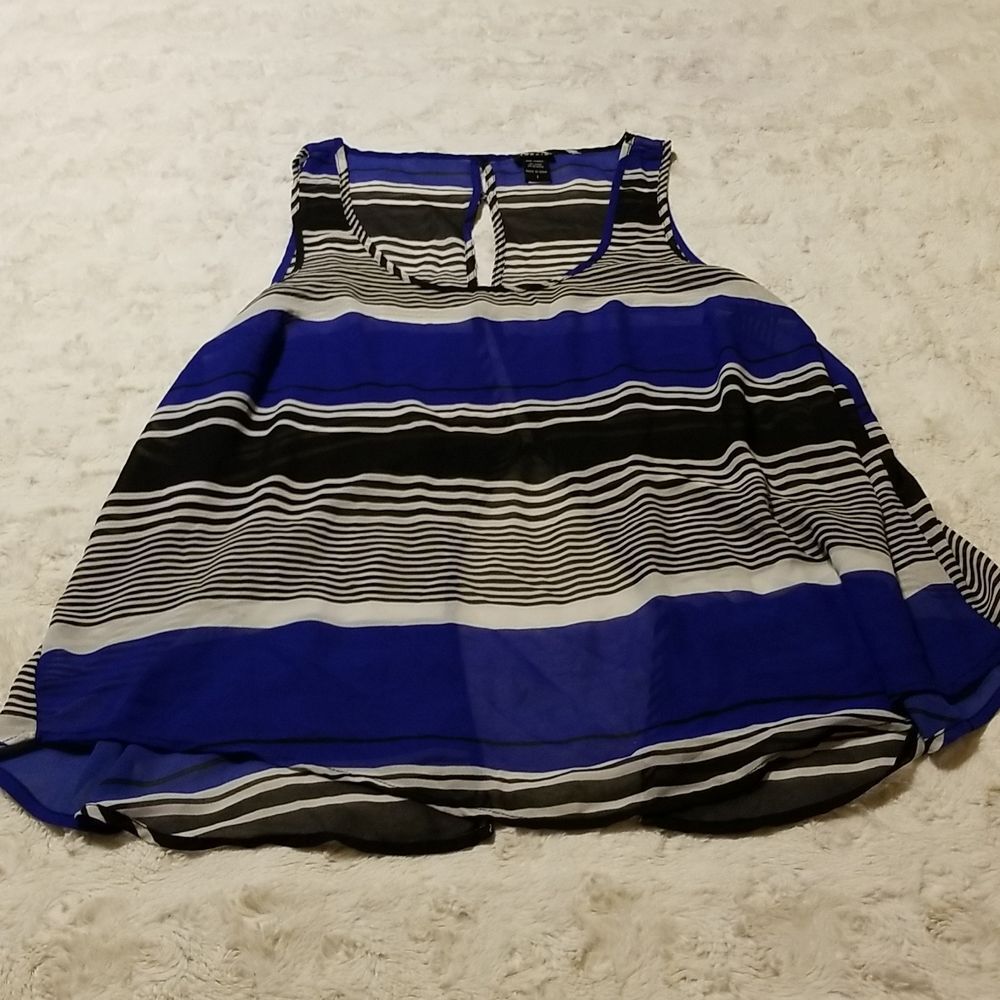 Torrid Sleeveless Top Women Striped Blue White Black Size 1X Summer